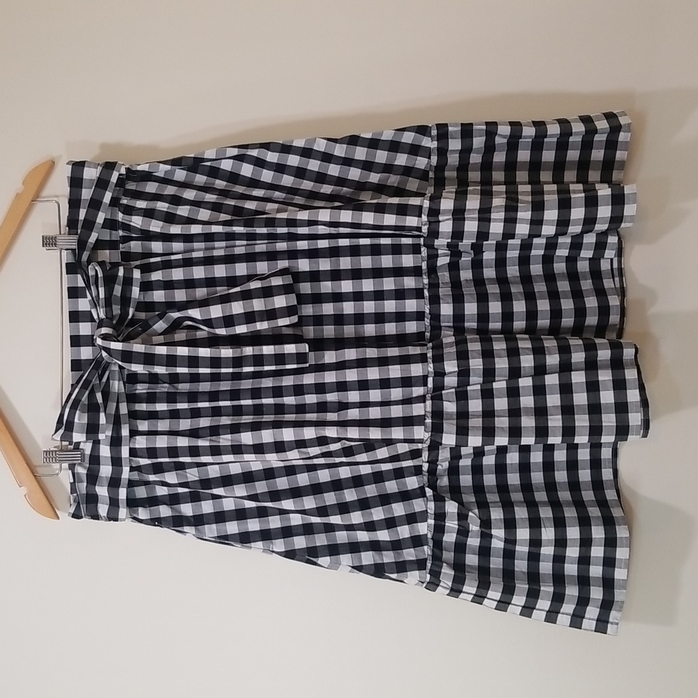 J. Crew | 16 | Black & White Gingham Midi Skirt with Bow and Pockets